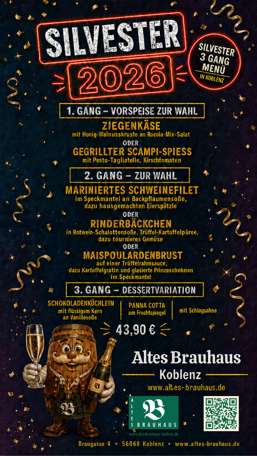 Silvester 3 Gang Menü 2027 Plakat neu