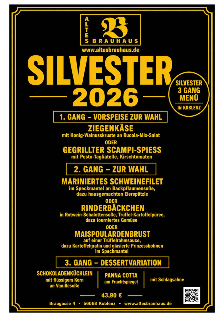 Silvester 3 Gang Menü 2026