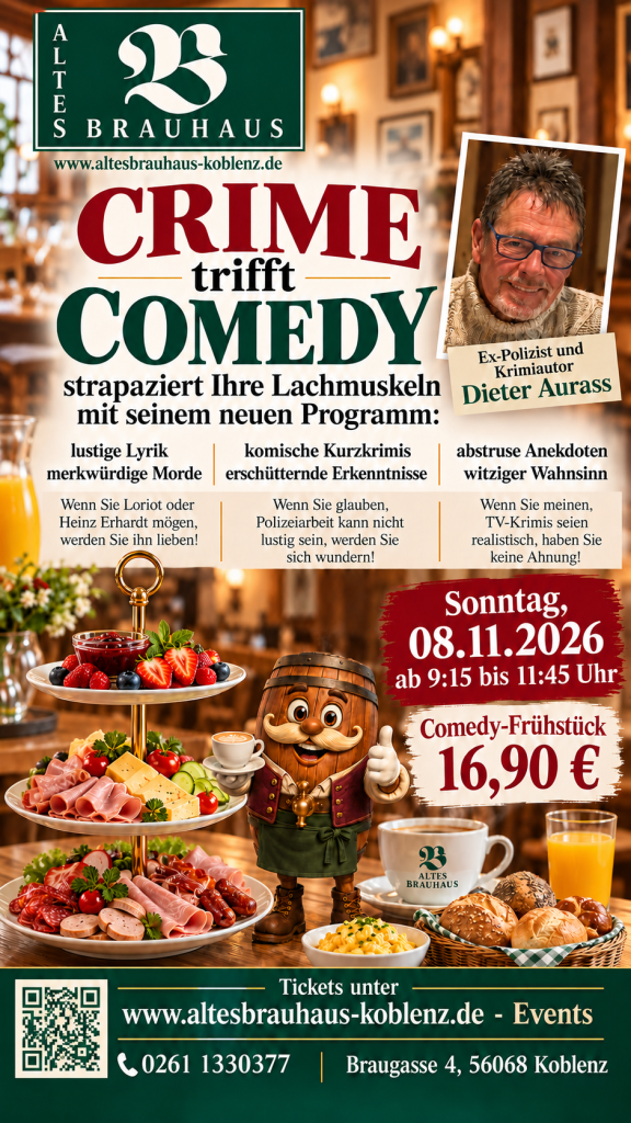 Frühstück im Altes Brauhaus crime and comedy Dieter Aurass