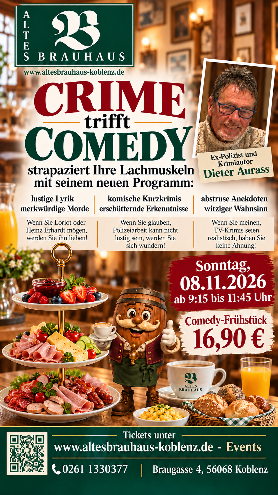 Frühstück im Altes Brauhaus crime and comedy Dieter Aurass